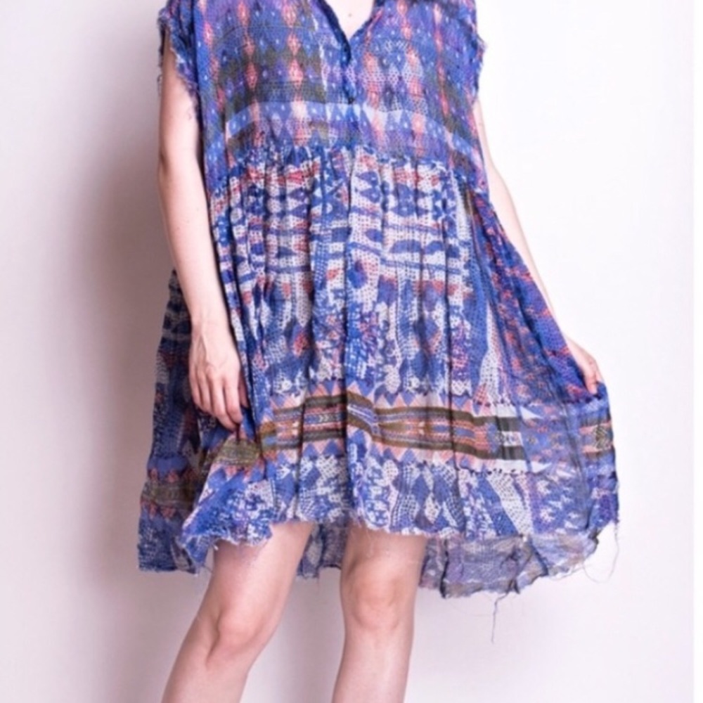 NWOT Free people super sheer blue oversized tunic dress